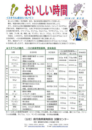 ミネラル成分について